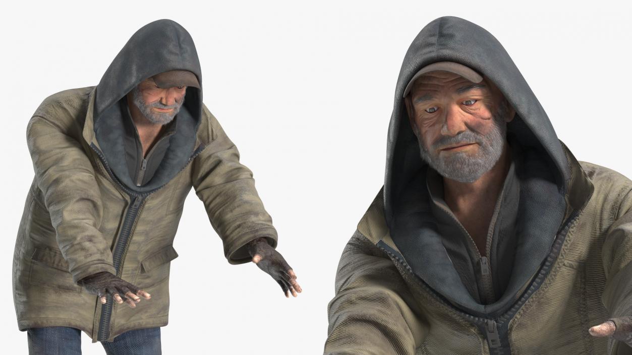 Homeless Man Digs Through Dumpster 3D model