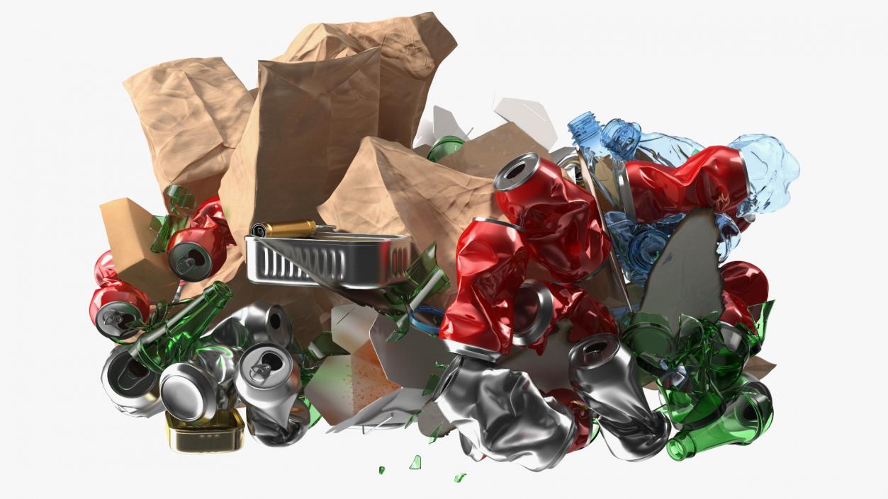 Homeless Man Digs Through Dumpster 3D model