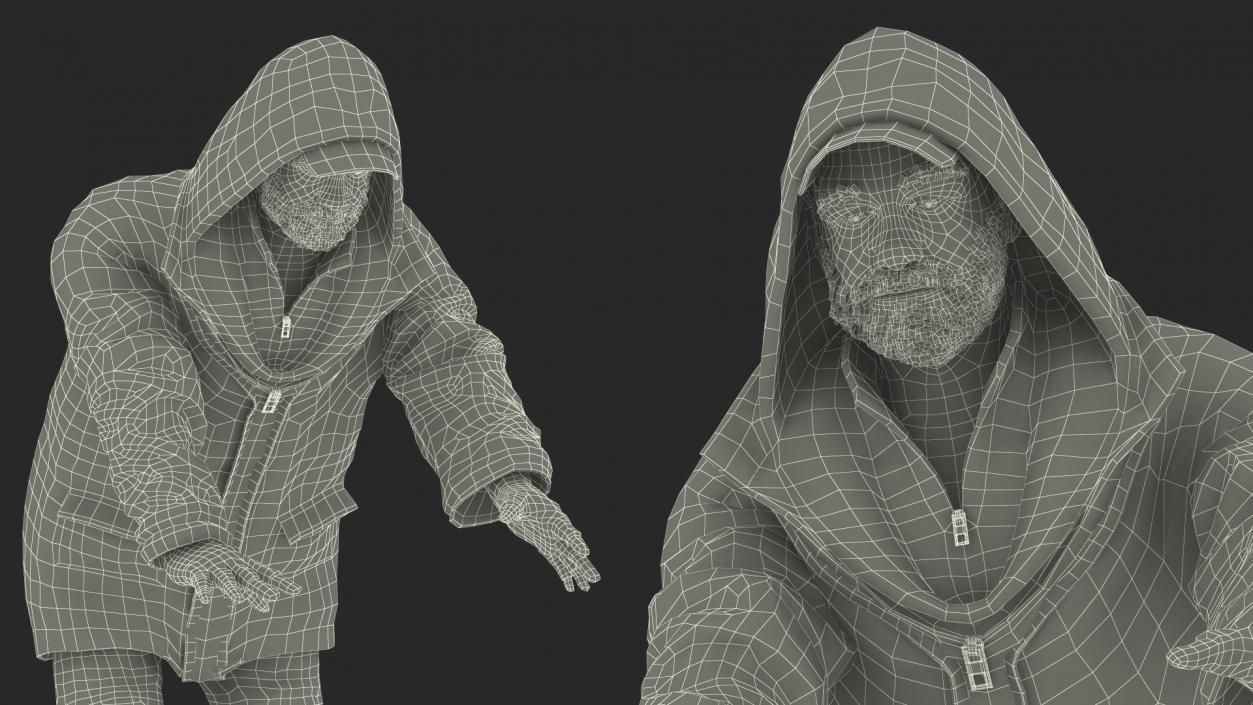 Homeless Man Digs Through Dumpster 3D model