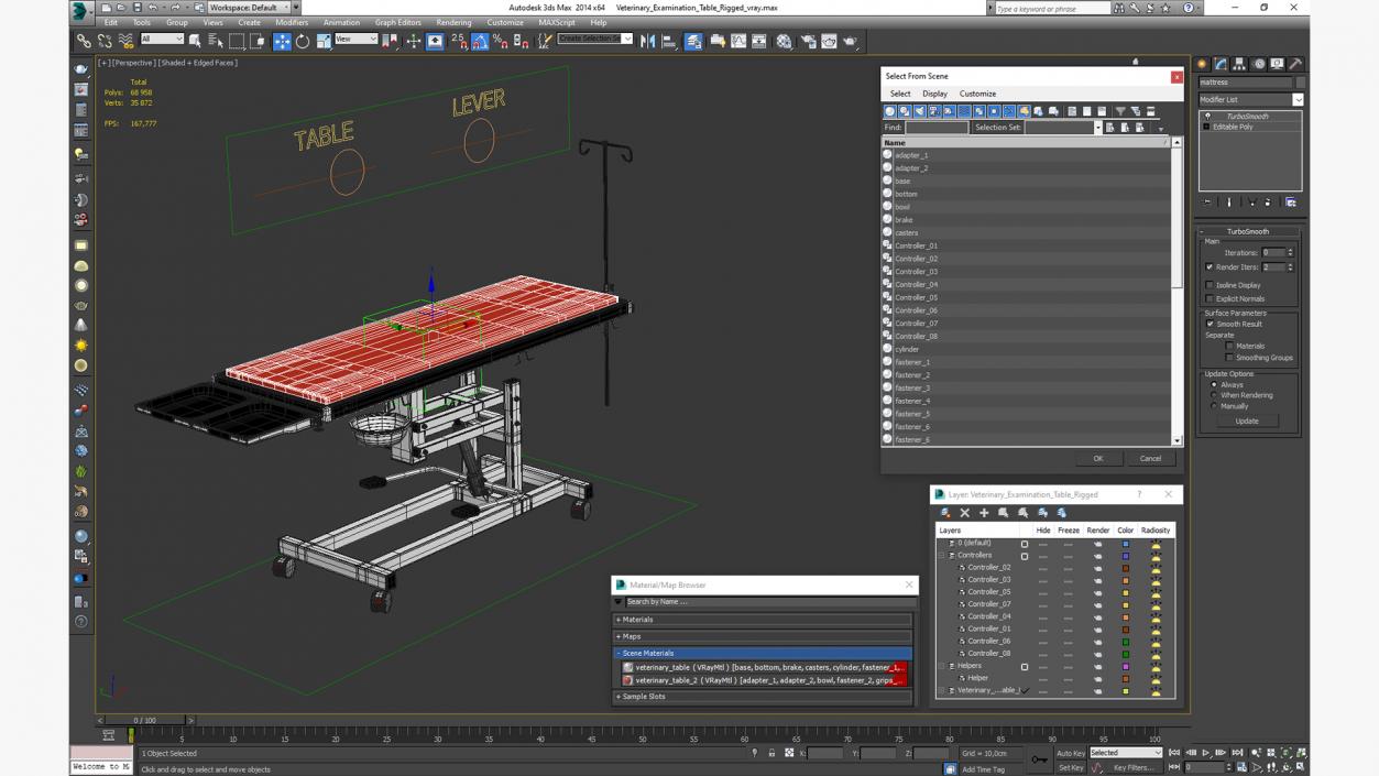 3D model Veterinary Examination Table Rigged