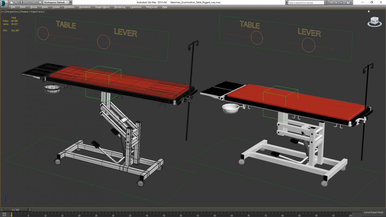 3D model Veterinary Examination Table Rigged