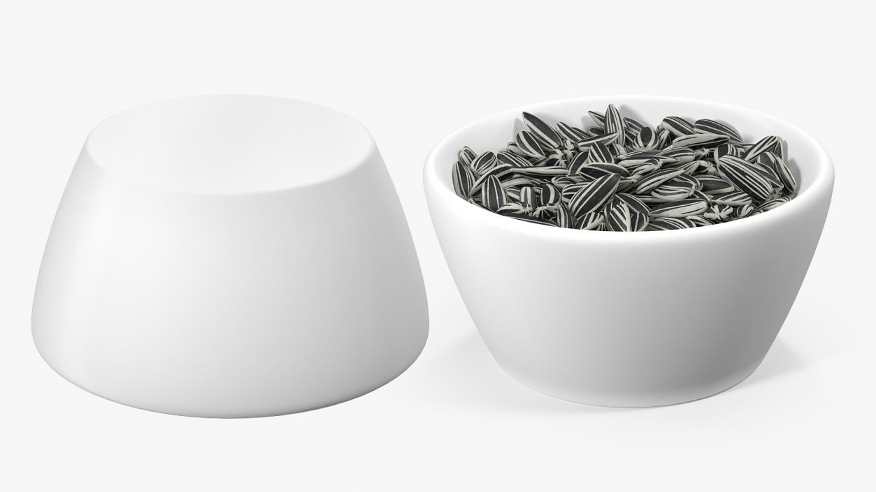 3D Striped Sunflower Seeds in a Bowl model