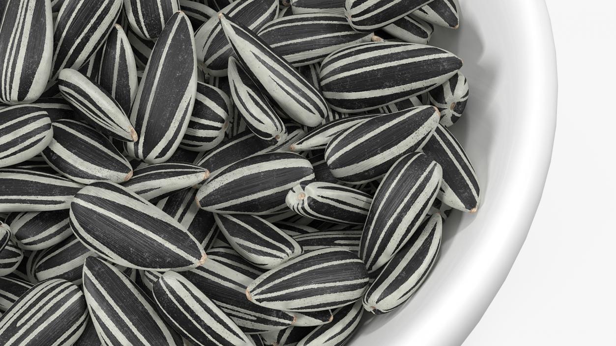 3D Striped Sunflower Seeds in a Bowl model