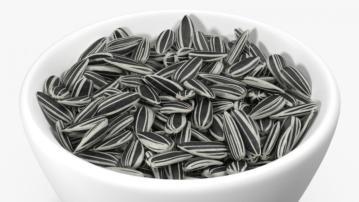 3D Striped Sunflower Seeds in a Bowl model