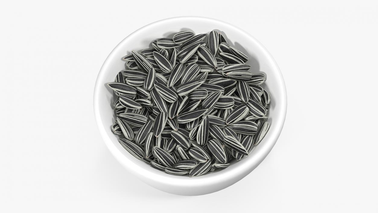 3D Striped Sunflower Seeds in a Bowl model