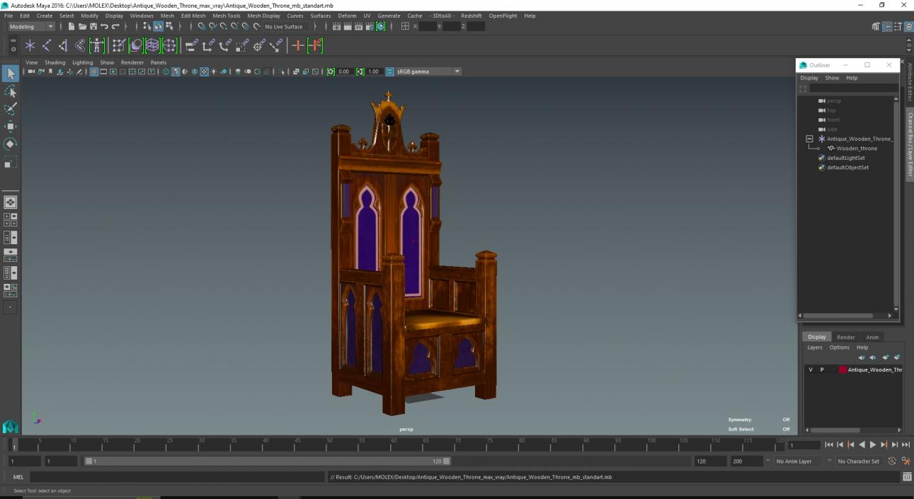 3D Antique Wooden Throne