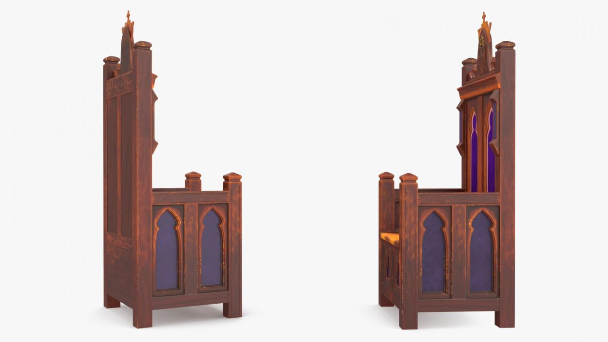 3D Antique Wooden Throne