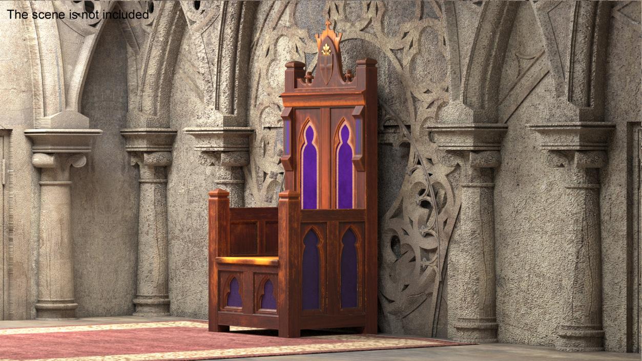 3D Antique Wooden Throne