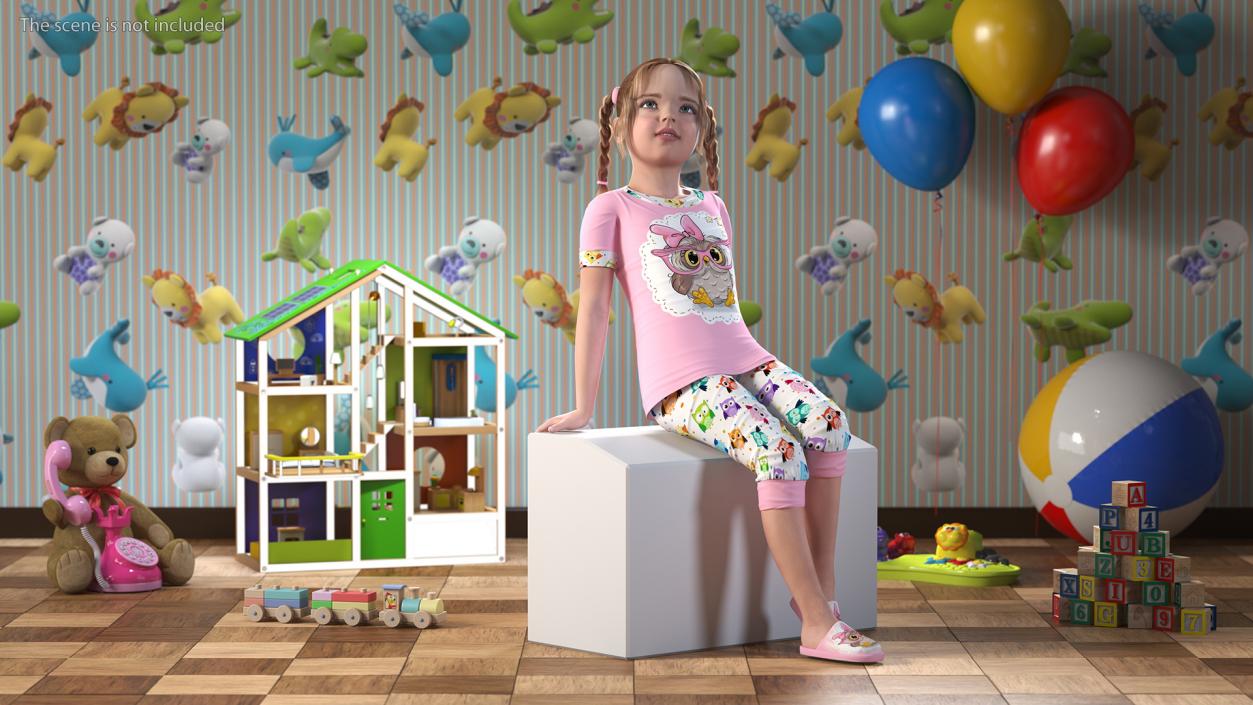 Young Girl Home Clothes Rigged for Cinema 4D 3D model