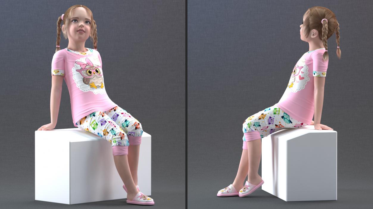 Young Girl Home Clothes Rigged for Cinema 4D 3D model