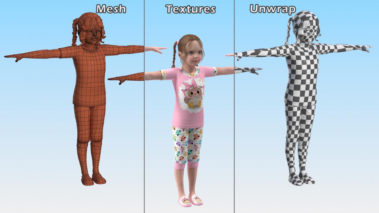 Young Girl Home Clothes Rigged for Cinema 4D 3D model