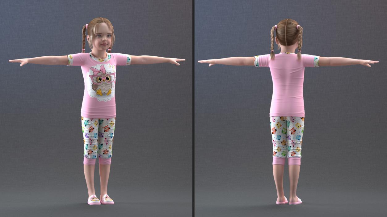 Young Girl Home Clothes Rigged for Cinema 4D 3D model