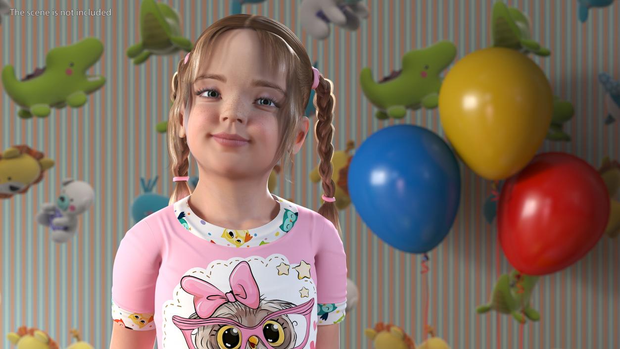 Young Girl Home Clothes Rigged for Cinema 4D 3D model