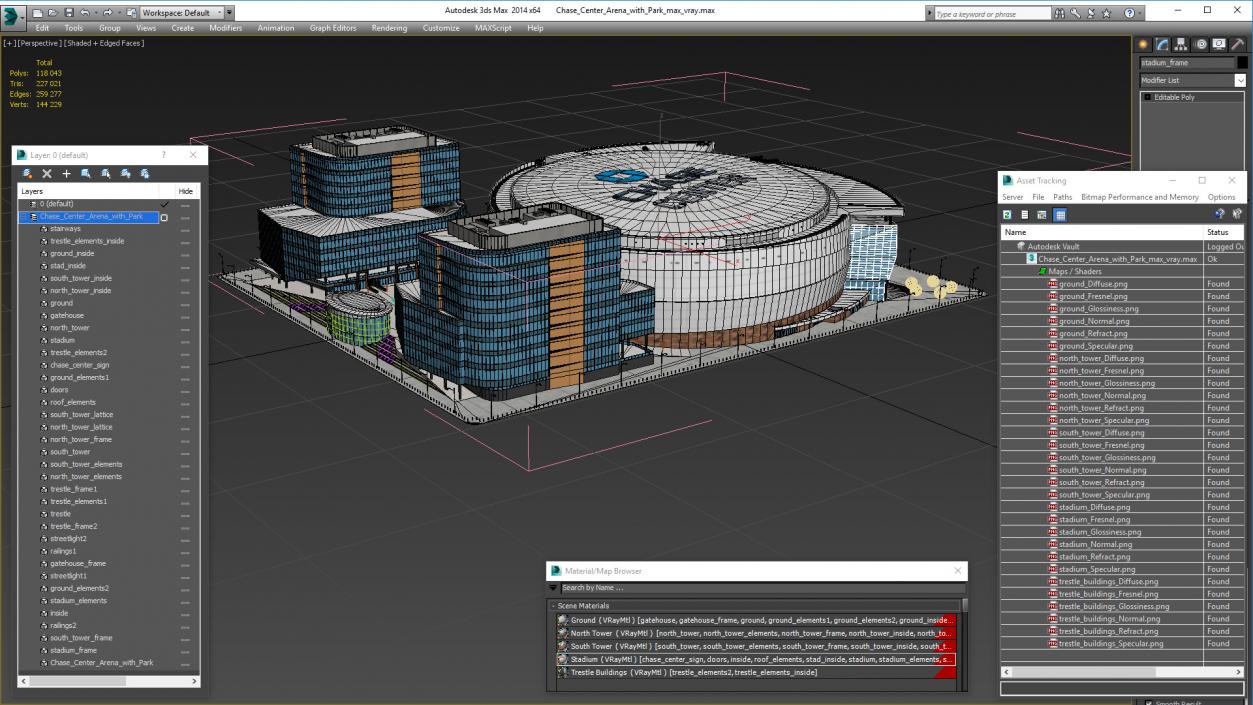 3D Chase Center Arena with Park model