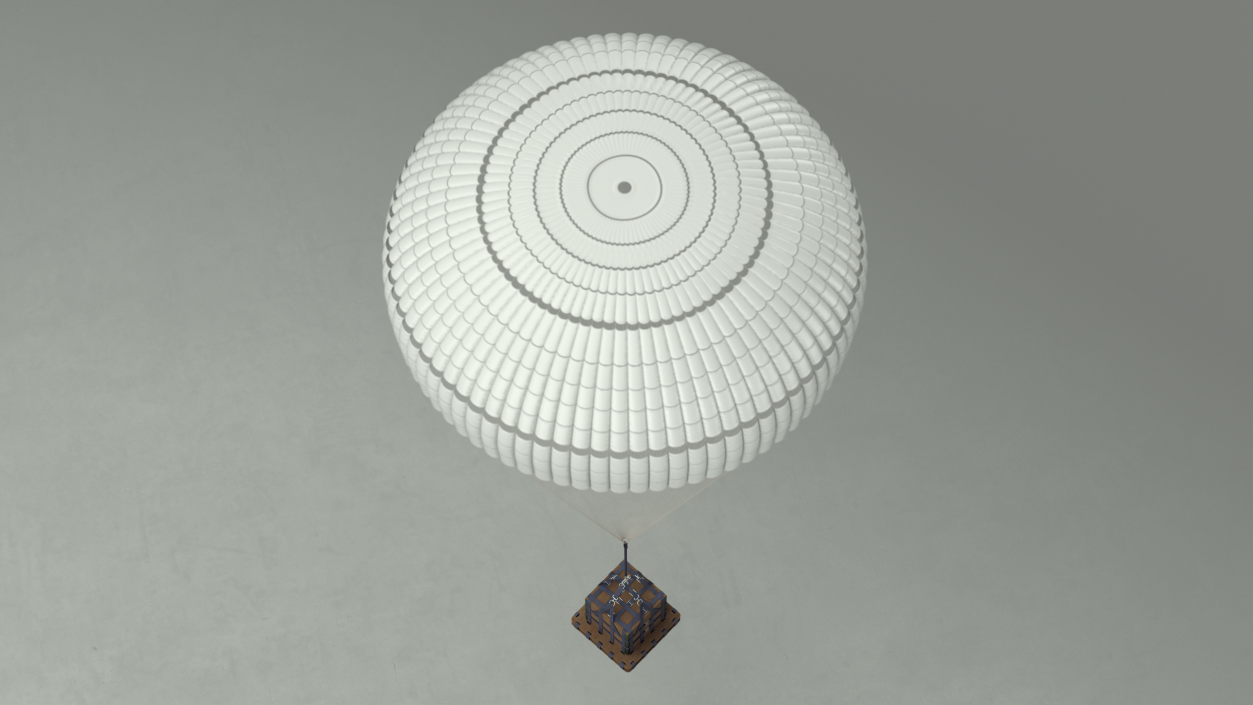 3D Single Subscale Parachute Cargo System White 2