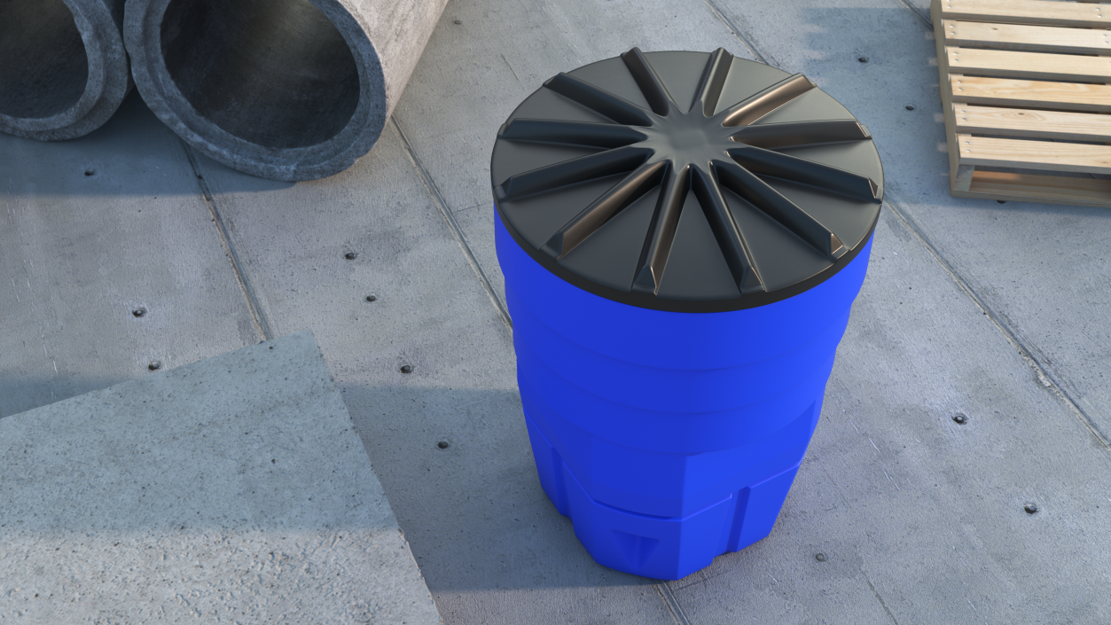 3D Blue Plastic Barrel with Lid model