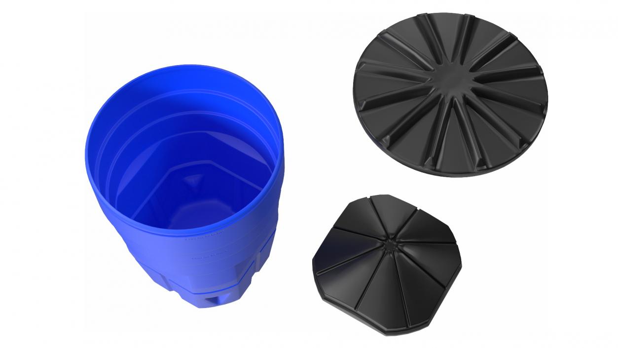 3D Blue Plastic Barrel with Lid model