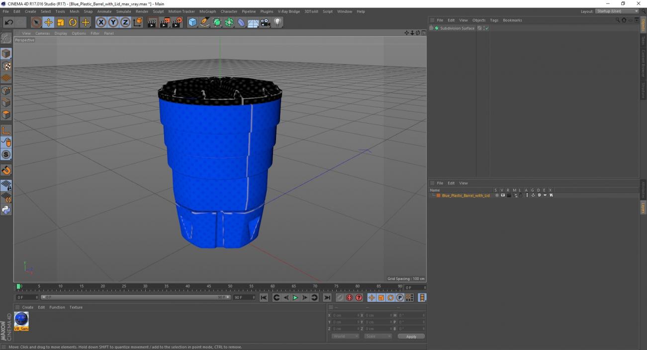 3D Blue Plastic Barrel with Lid model