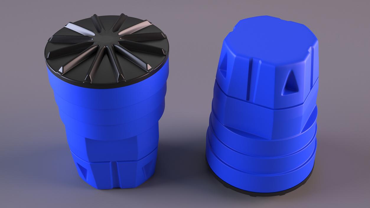 3D Blue Plastic Barrel with Lid model