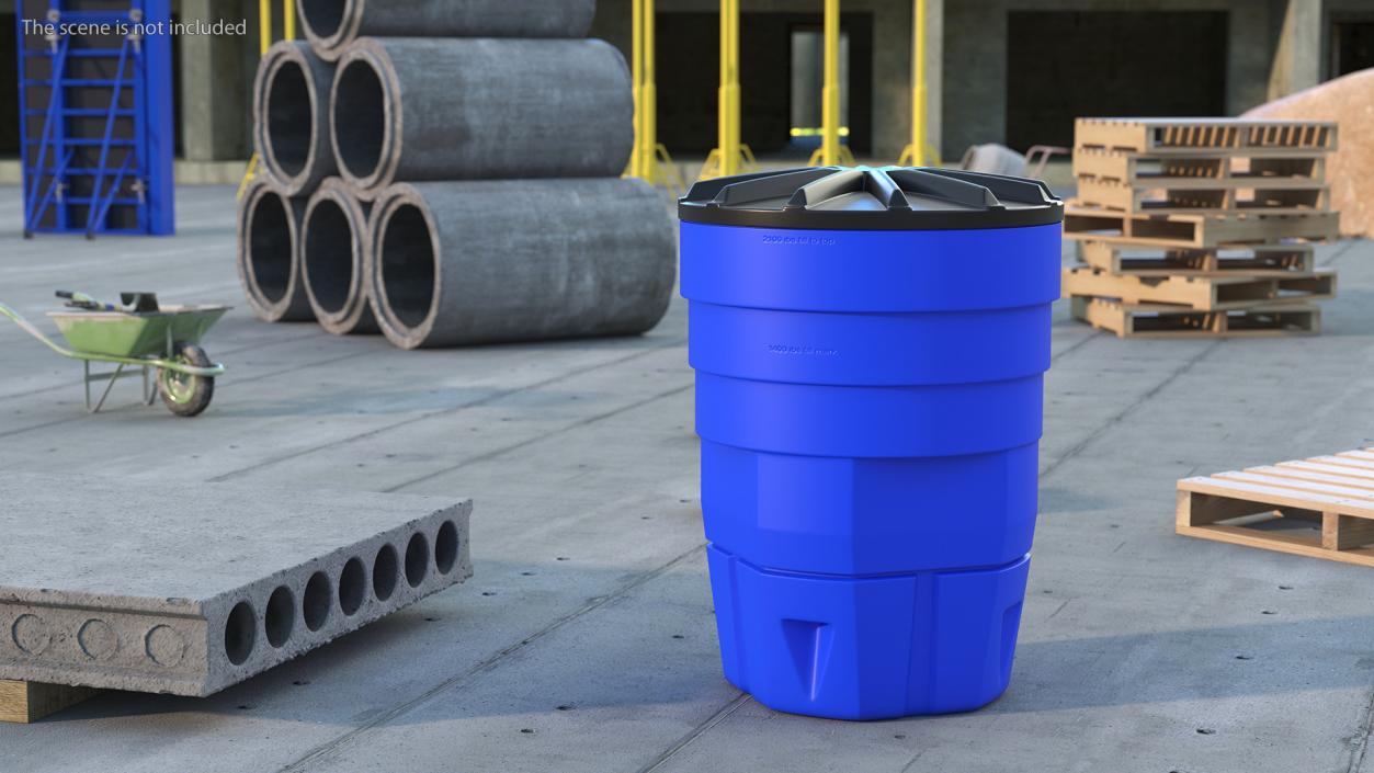 3D Blue Plastic Barrel with Lid model