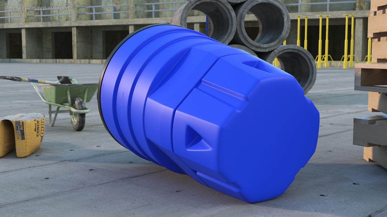 3D Blue Plastic Barrel with Lid model