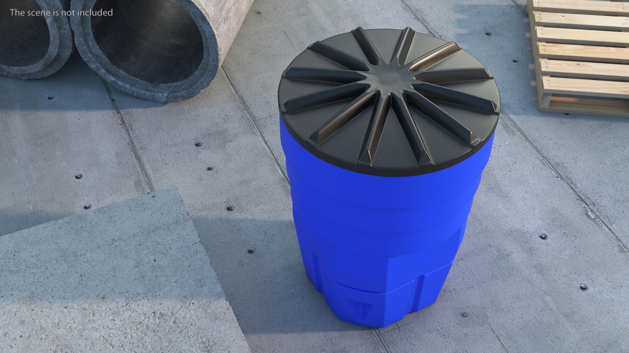 3D Blue Plastic Barrel with Lid model