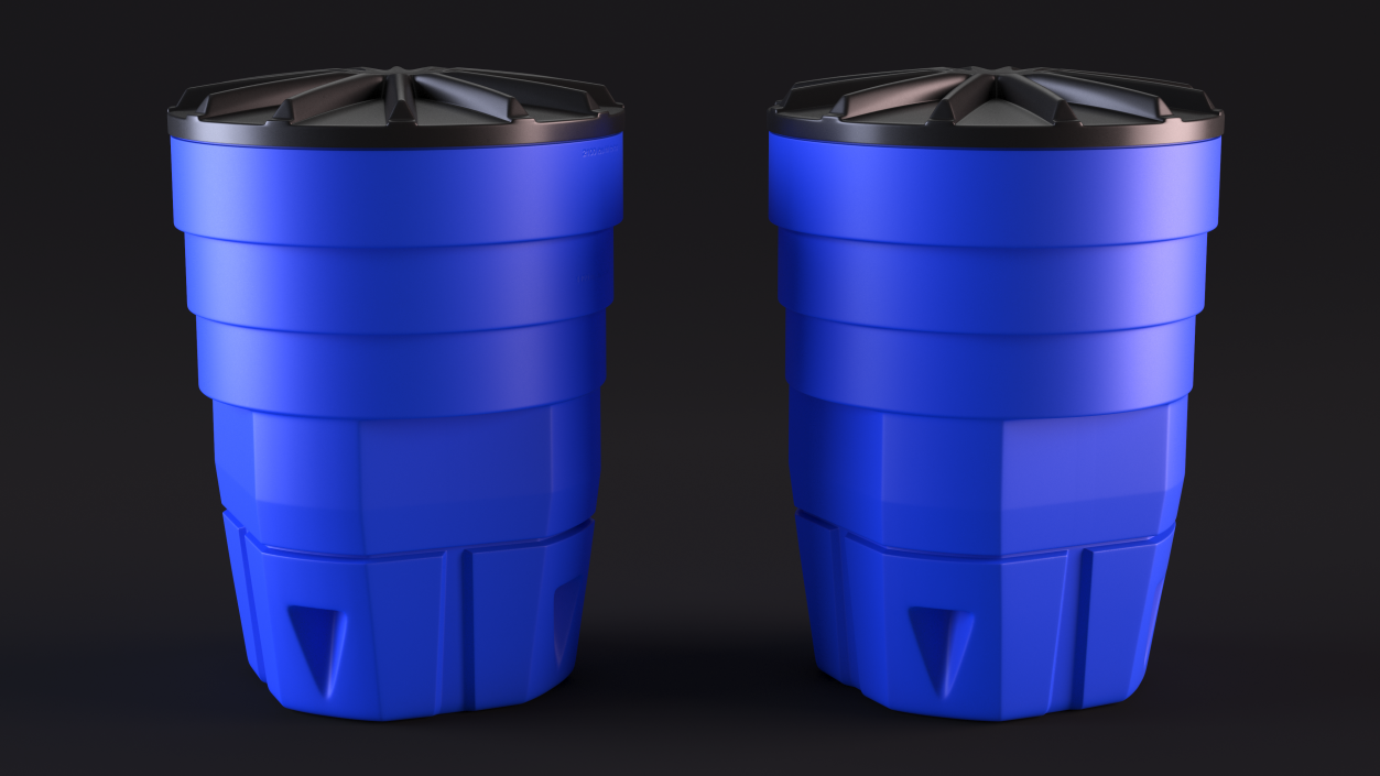 3D Blue Plastic Barrel with Lid model