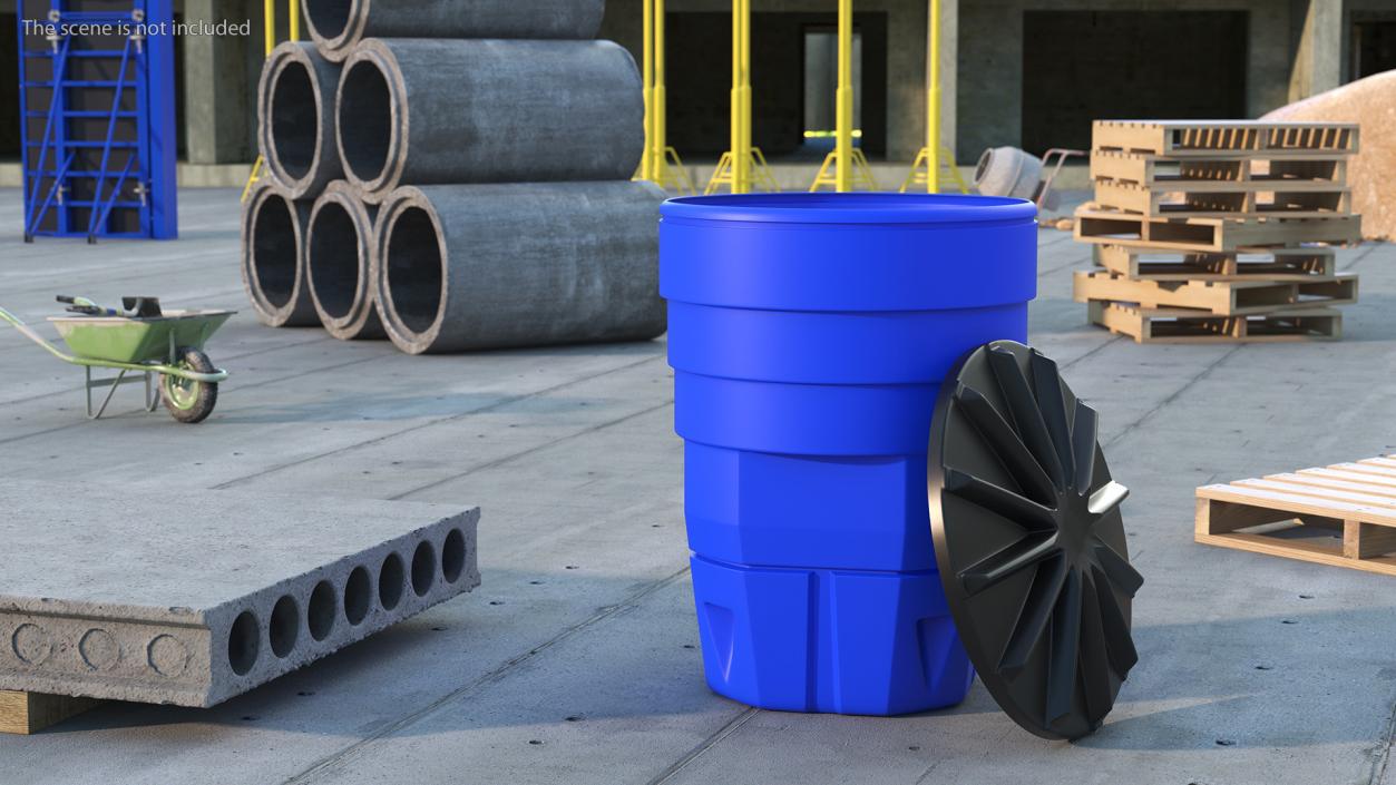 3D Blue Plastic Barrel with Lid model