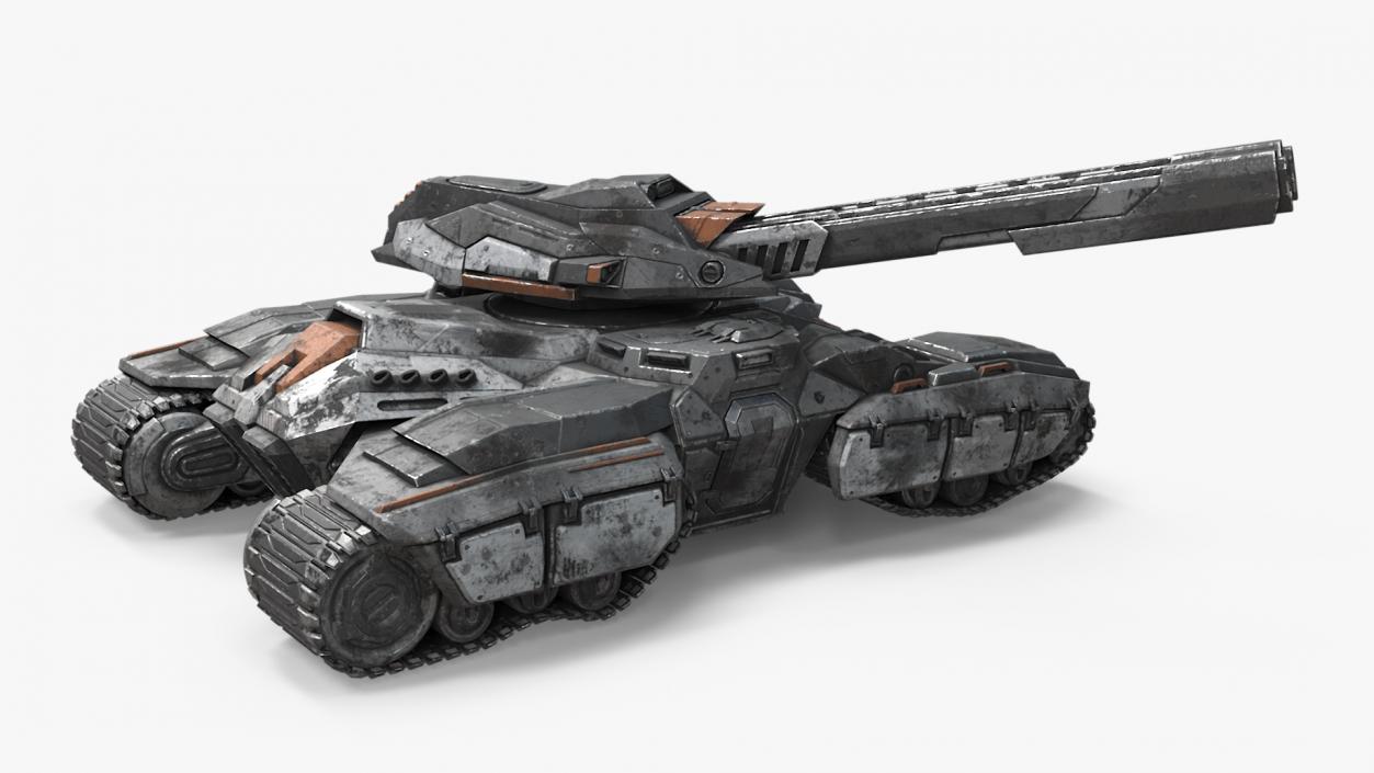 3D Fantastic Combat Tank with Damaged Rigged