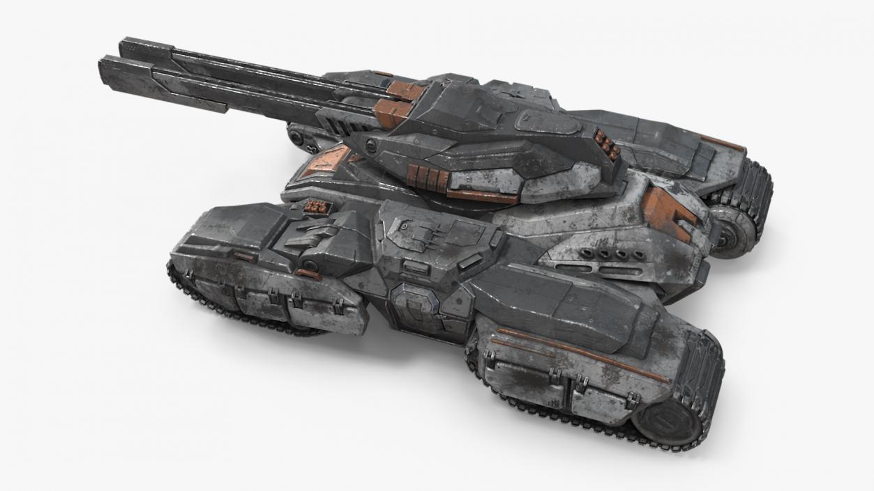 3D Fantastic Combat Tank with Damaged Rigged