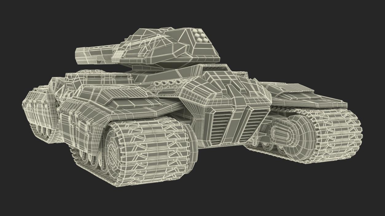 3D Fantastic Combat Tank with Damaged Rigged