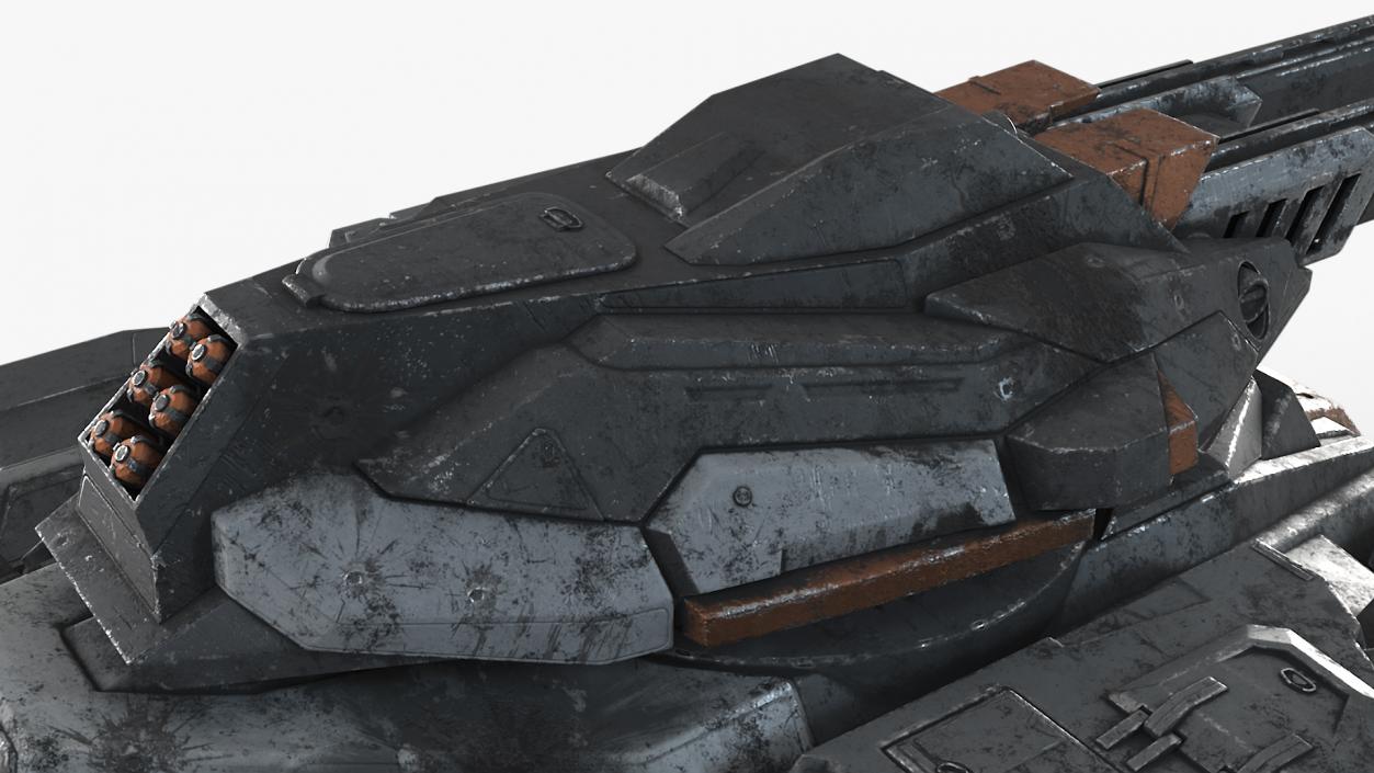 3D Fantastic Combat Tank with Damaged Rigged