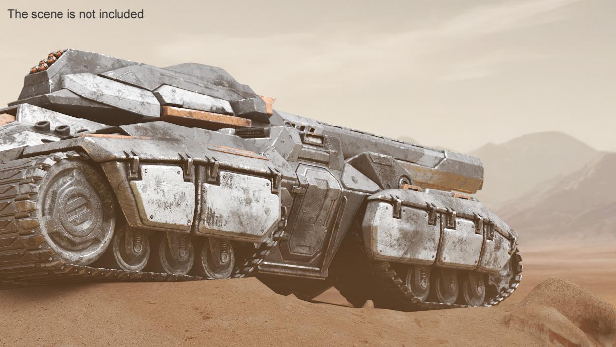 3D Fantastic Combat Tank with Damaged Rigged