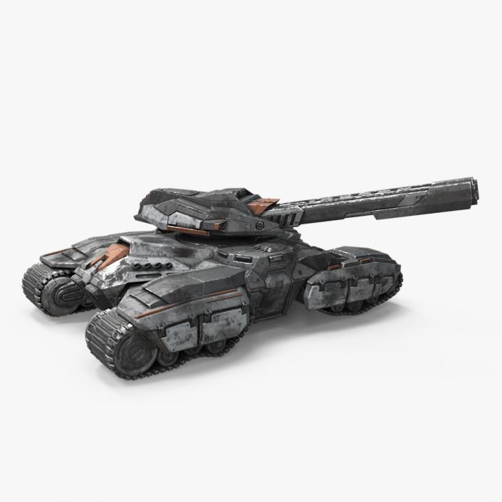 3D Fantastic Combat Tank with Damaged Rigged