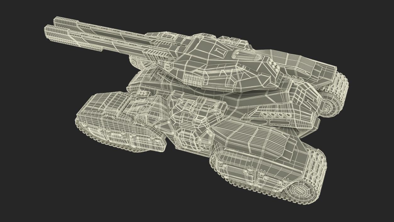 3D Fantastic Combat Tank with Damaged Rigged