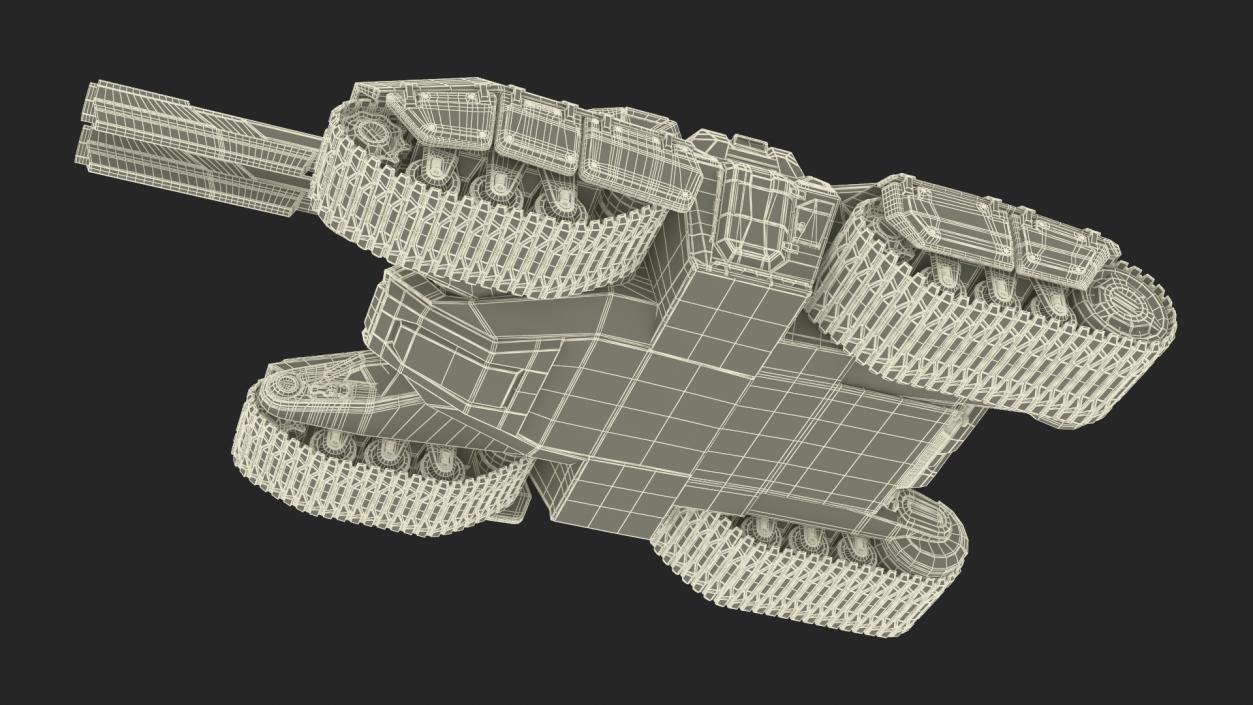 3D Fantastic Combat Tank with Damaged Rigged