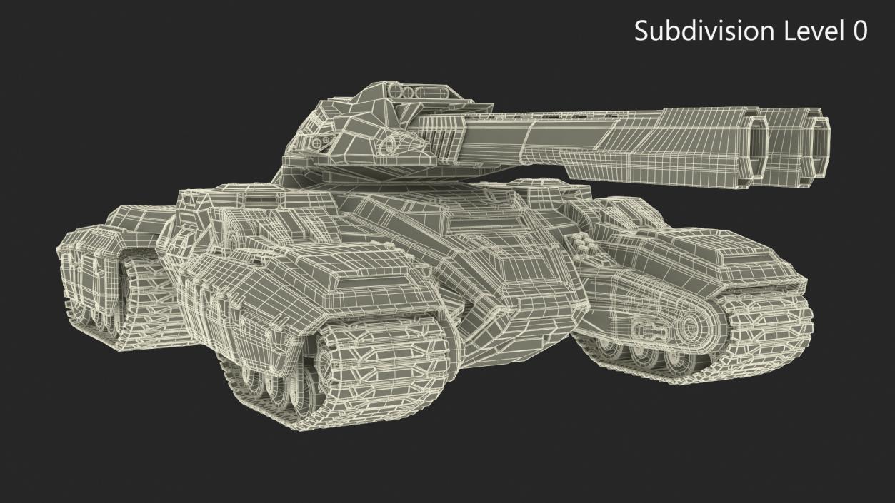 3D Fantastic Combat Tank with Damaged Rigged