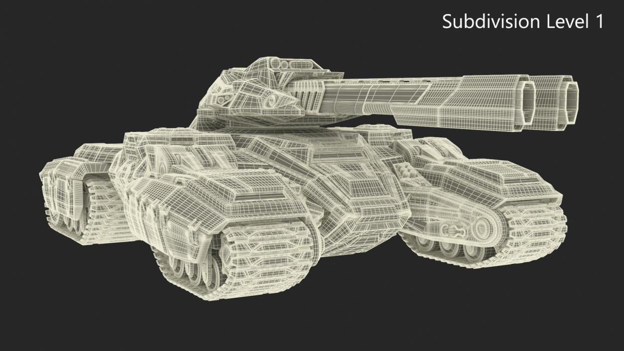 3D Fantastic Combat Tank with Damaged Rigged