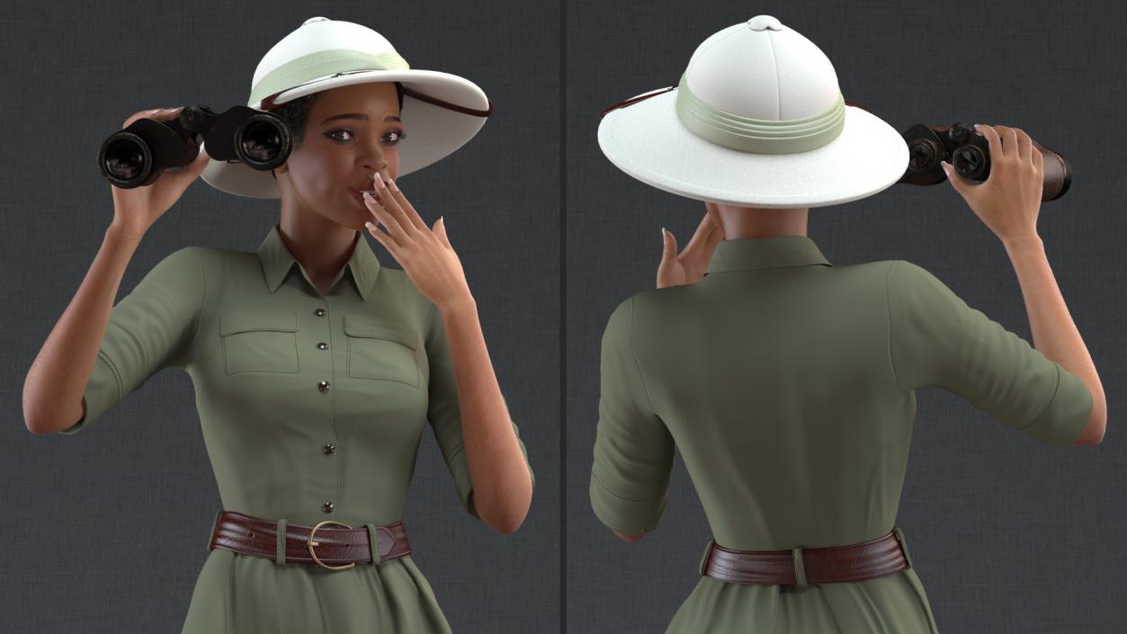 3D Light Skin Black Woman Explorer