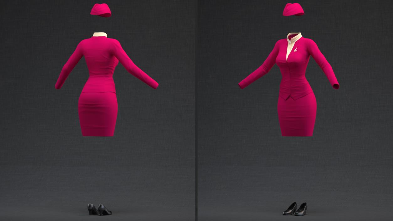 3D model Maroon Stewardess Uniform