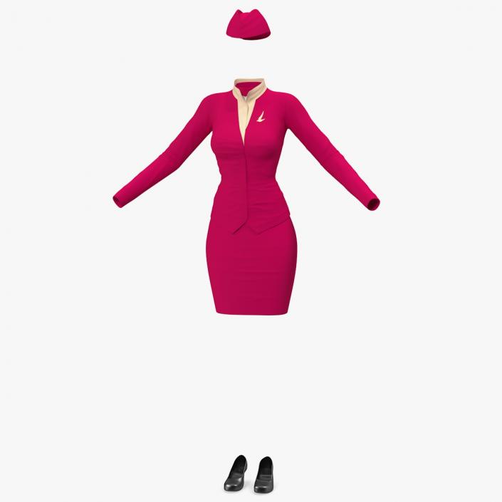 3D model Maroon Stewardess Uniform