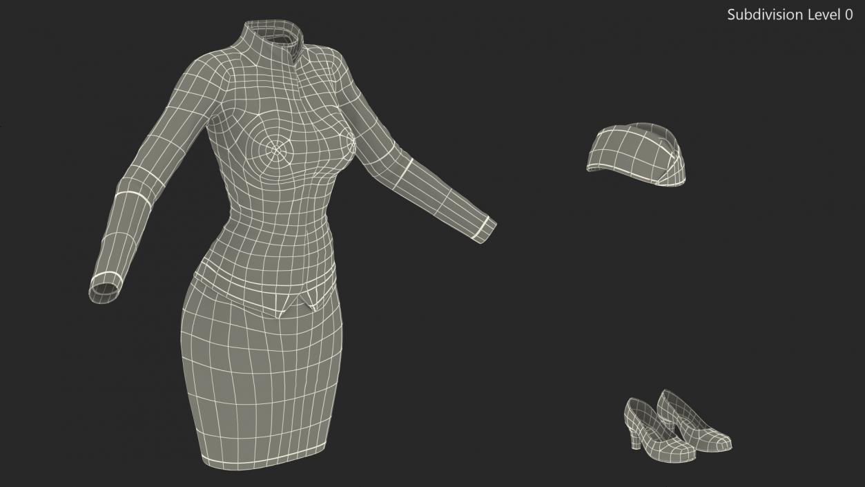 3D model Maroon Stewardess Uniform