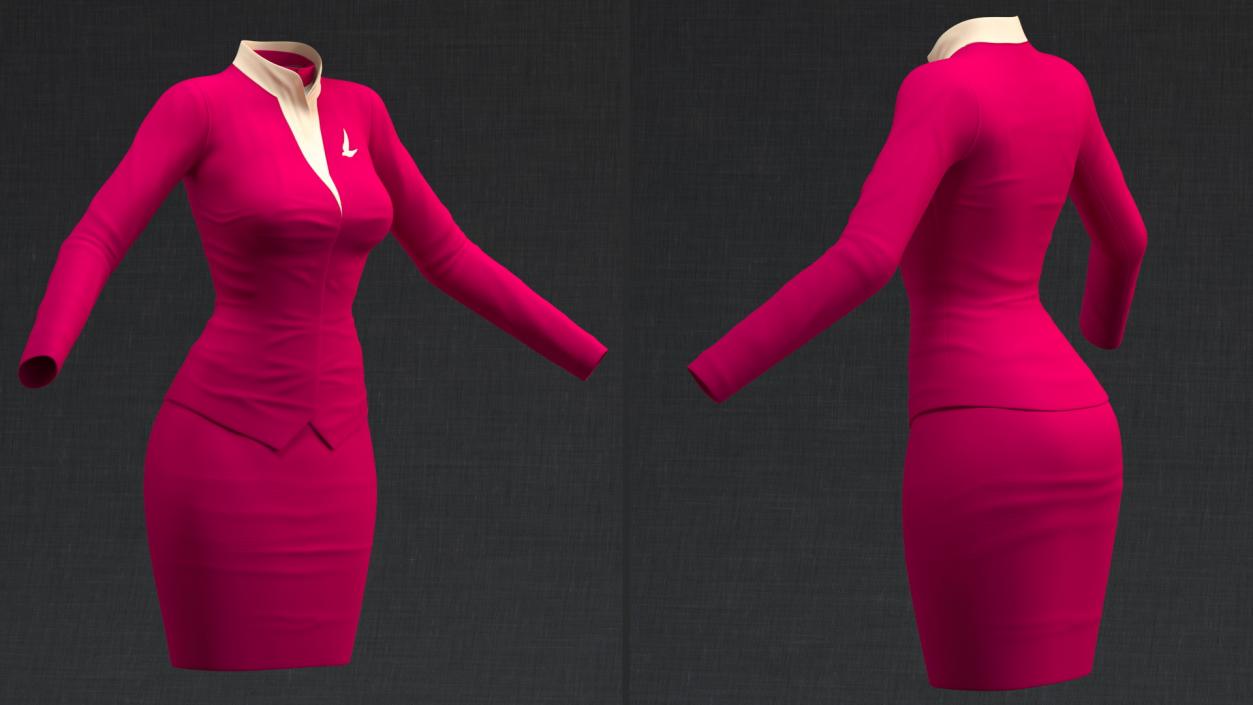 3D model Maroon Stewardess Uniform