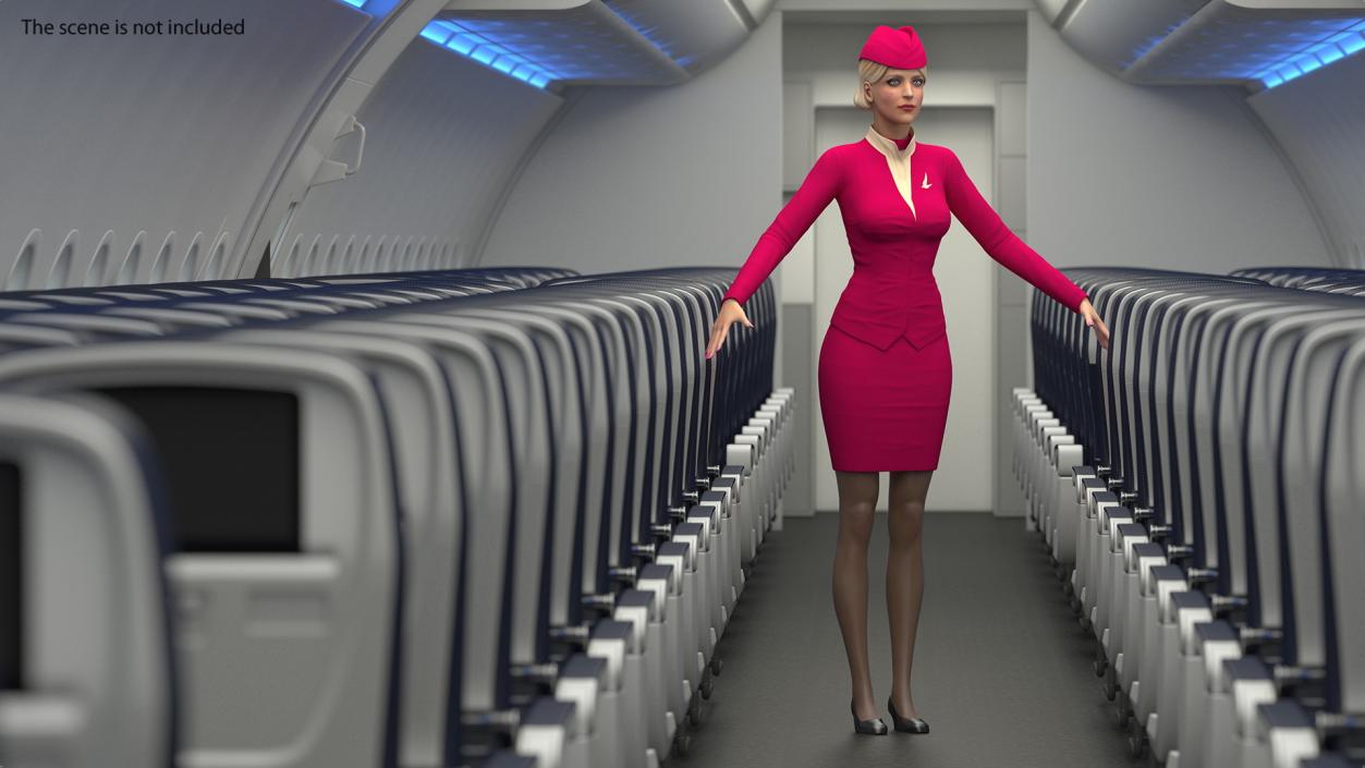 3D model Maroon Stewardess Uniform