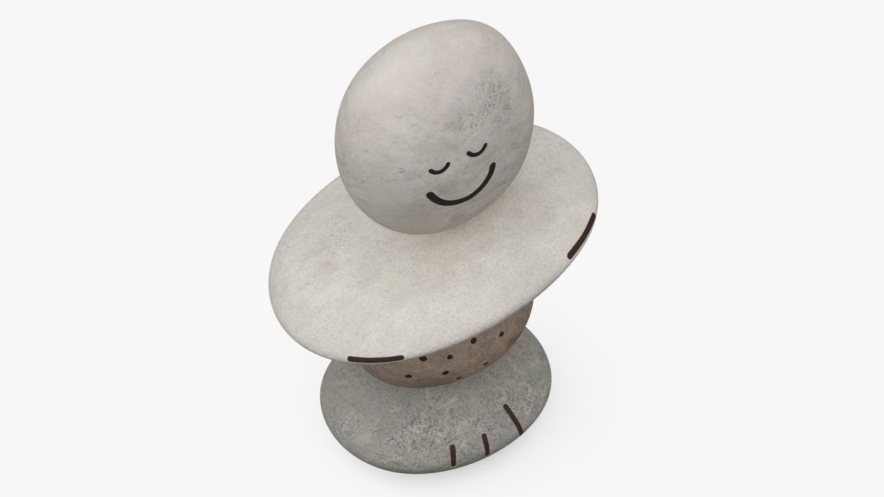 3D Stack of Stable Pebble Stone with Smiling Face 2 model