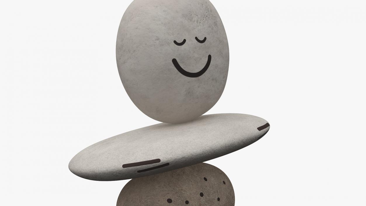 3D Stack of Stable Pebble Stone with Smiling Face 2 model