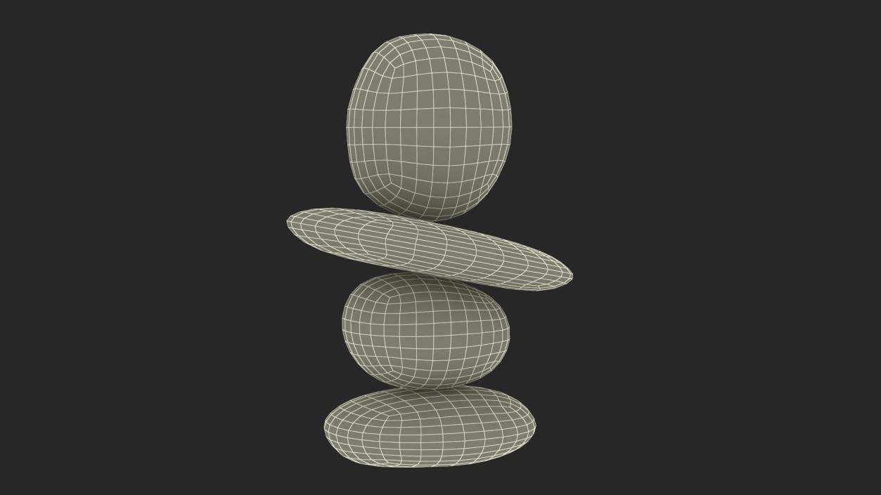 3D Stack of Stable Pebble Stone with Smiling Face 2 model