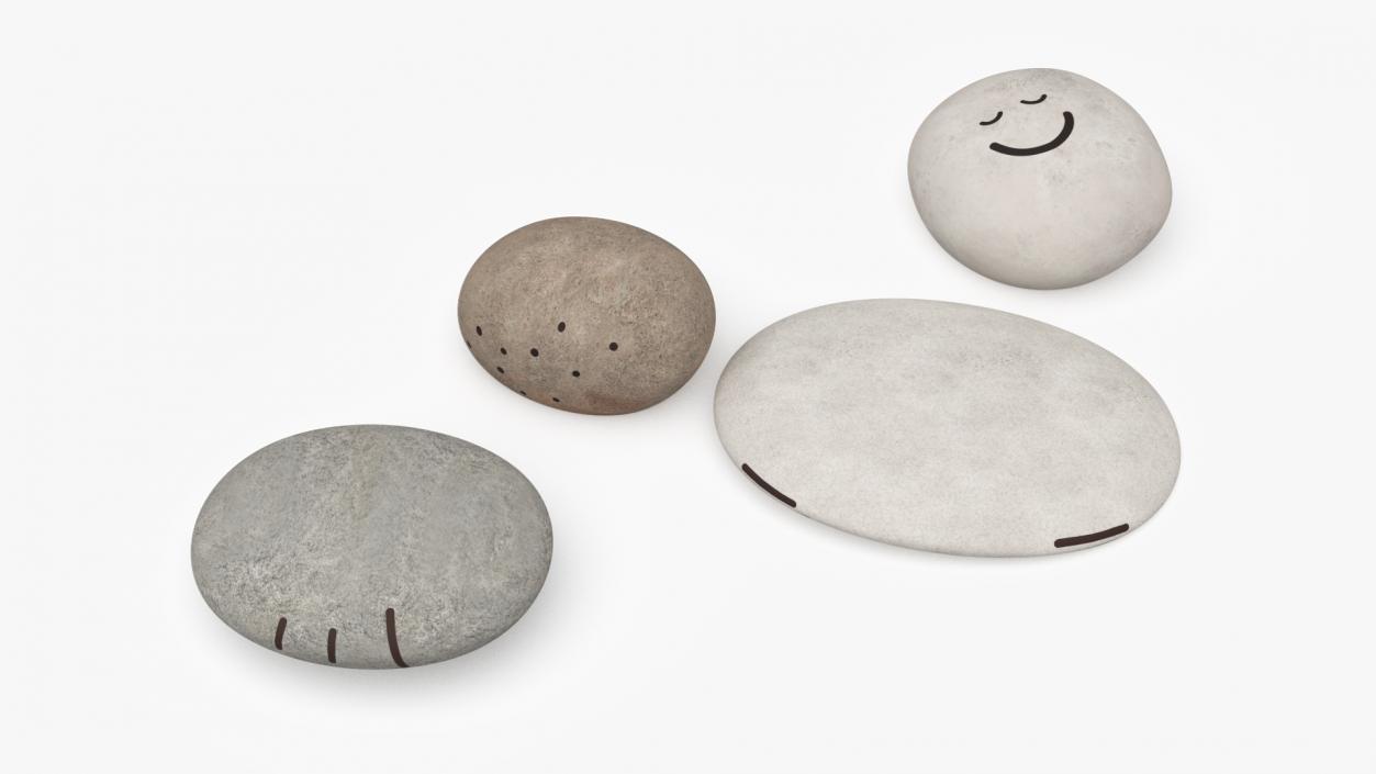 3D Stack of Stable Pebble Stone with Smiling Face 2 model