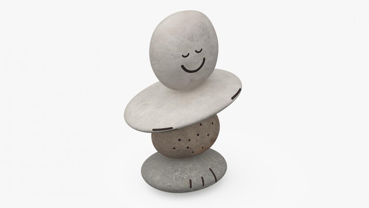 3D Stack of Stable Pebble Stone with Smiling Face 2 model