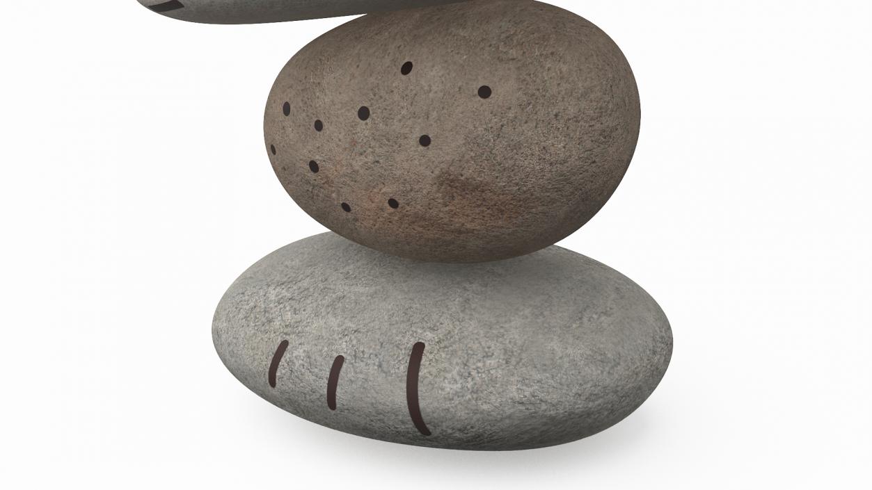 3D Stack of Stable Pebble Stone with Smiling Face 2 model